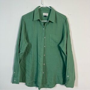Universal thread ladies button up long sleeve blouse size, large green